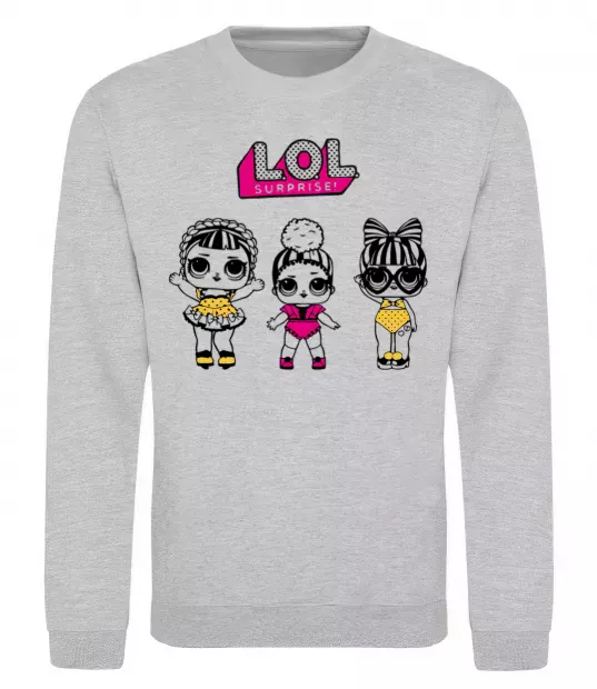 Свитшот Lol окуляри сердечки Серый меланж фото