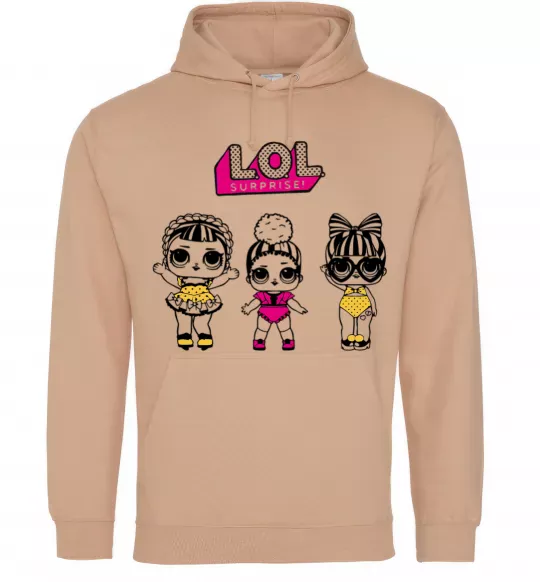 Мужская толстовка (худи) Lol окуляри сердечки Песочный фото