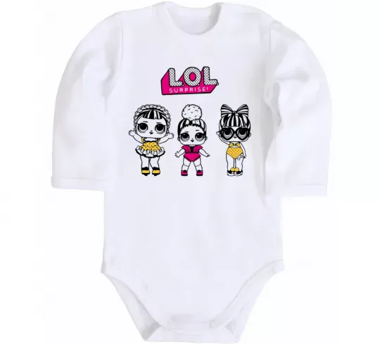 Дитячий бодік Lol окуляри сердечки Білий фото