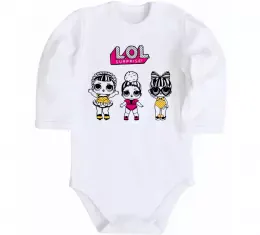 Дитячий бодік Lol окуляри сердечки Білий фото