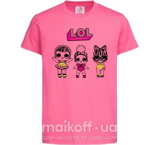 Детская футболка Lol очки сердечки Ярко-розовый фото