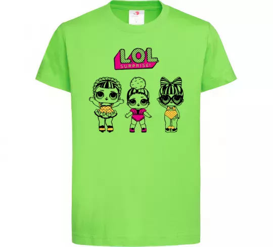 Дитяча футболка Lol окуляри сердечки Лаймовий фото