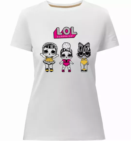 Женская премиум футболка Lol окуляри сердечки Белый фото