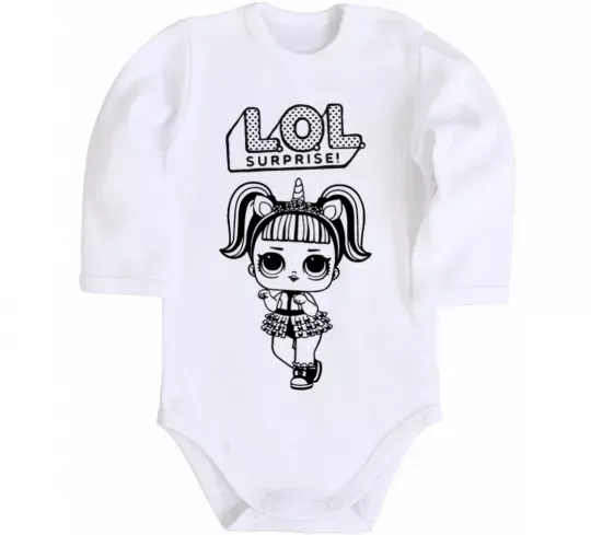 Дитячий бодік Lol surprise одноріг Білий фото