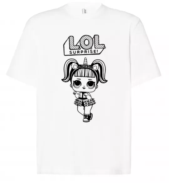 Футболка Оверсайз Lol surprise одноріг Білий фото