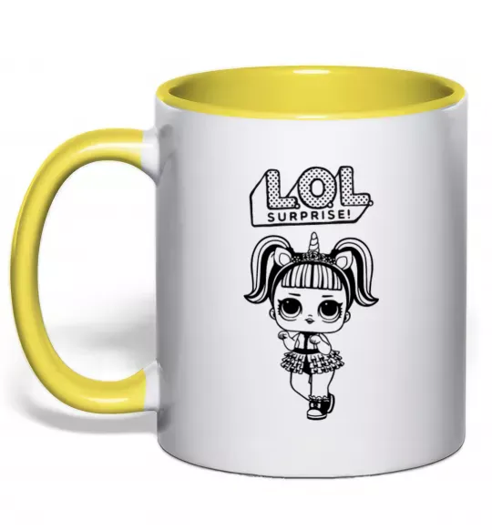 Чашка с цветной ручкой Lol surprise одноріг Солнечно желтый фото