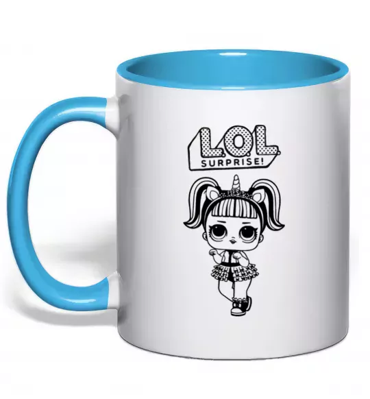 Чашка с цветной ручкой Lol surprise одноріг Голубой фото