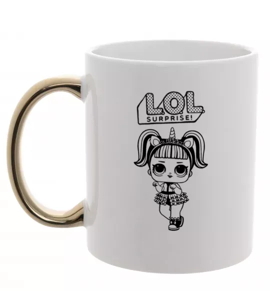 Чашка с цветной ручкой Lol surprise одноріг Золото фото
