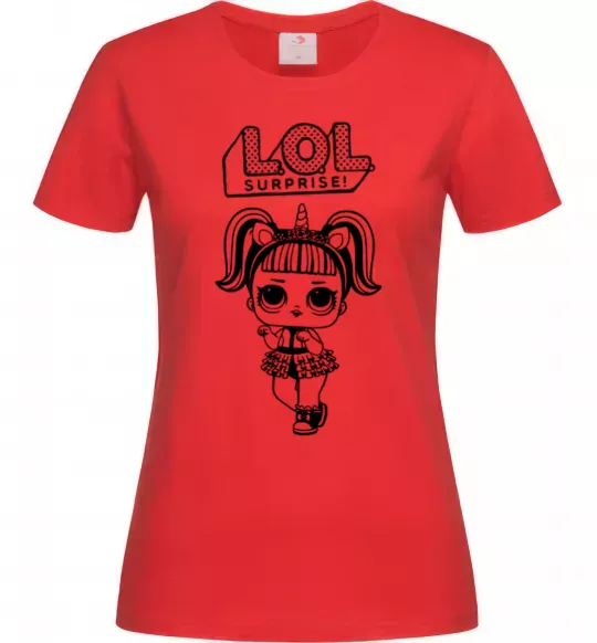 Жіноча футболка Lol surprise одноріг Червоний фото
