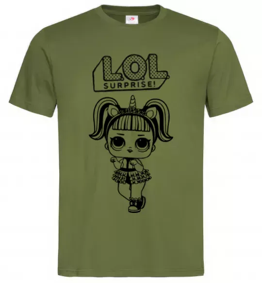 Чоловіча футболка Lol surprise одноріг Оливковий фото