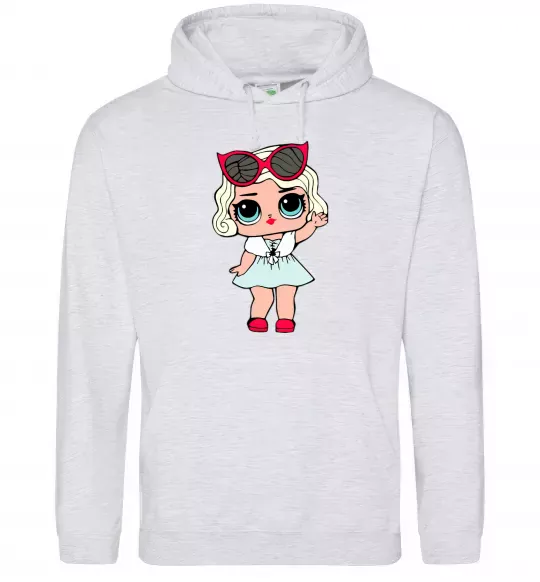 Женская толстовка (худи) LOL Surprise Лялька в хутряній накидці Серый меланж фото