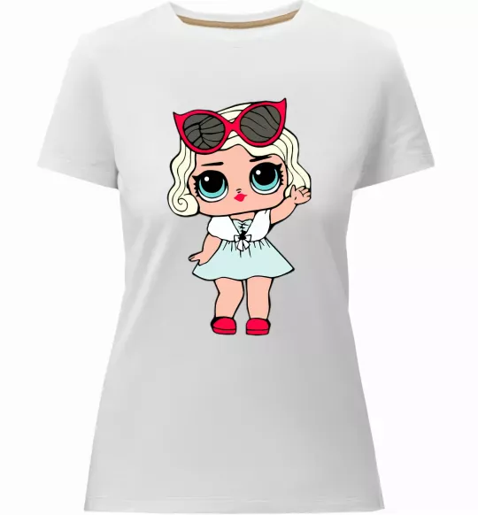 Женская премиум футболка LOL Surprise Лялька в хутряній накидці Белый фото