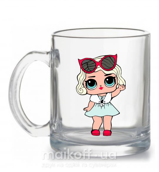 Чашка стеклянная LOL Surprise Кукла в меховой накидке Прозрачный фото