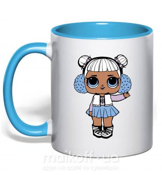 Чашка з кольоровою ручкою LOL Surprise Кукла в жилетке Блакитний фото
