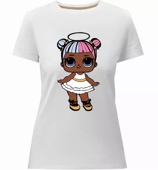 Жіноча преміум футболка LOL Surprise Лялька з німбом Білий фото