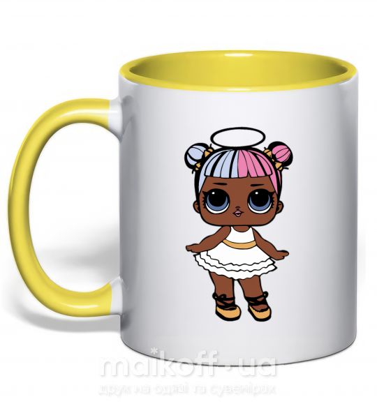 Чашка с цветной ручкой LOL Surprise Кукла с нимбом Солнечно желтый фото
