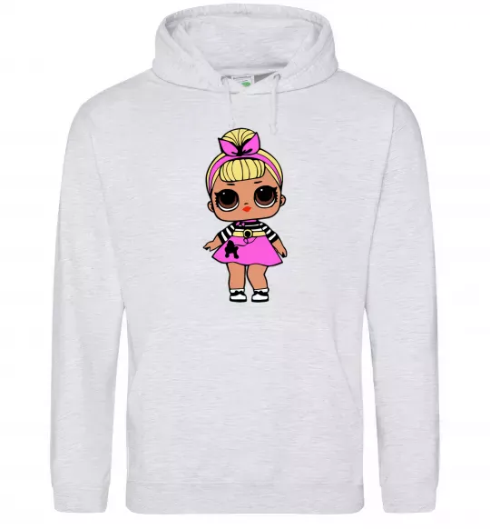 Женская толстовка (худи) LOL Surprise Лялька з пуделем кольорова Серый меланж фото