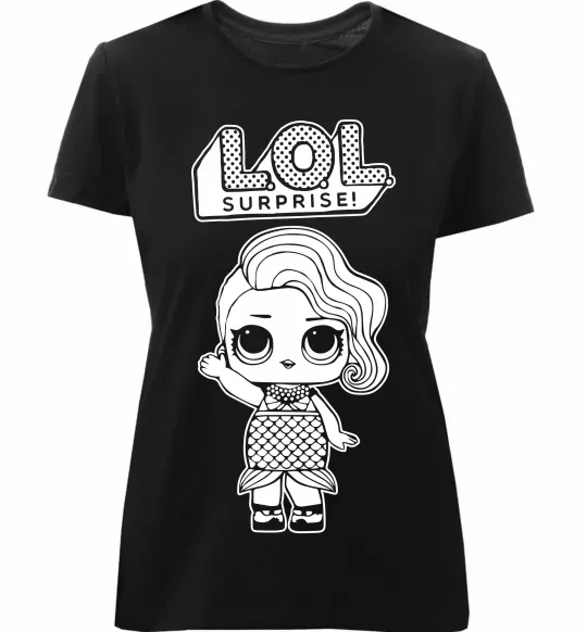 Жіноча преміум футболка Lol surprise русалонька Чорний фото