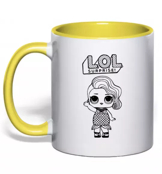 Чашка с цветной ручкой Lol surprise русалонька Солнечно желтый фото