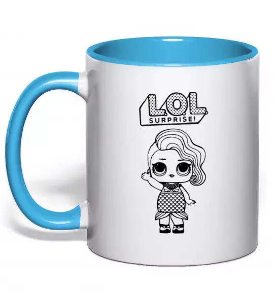 Чашка с цветной ручкой Lol surprise русалонька Голубой фото