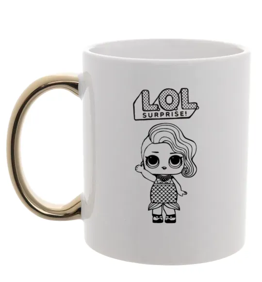 Чашка с цветной ручкой Lol surprise русалонька Золото фото