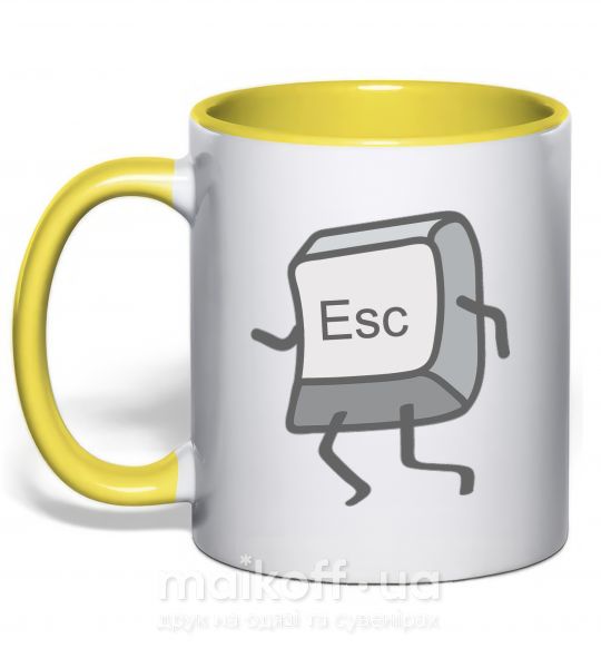 Чашка з кольоровою ручкою Esc Сонячно жовтий фото