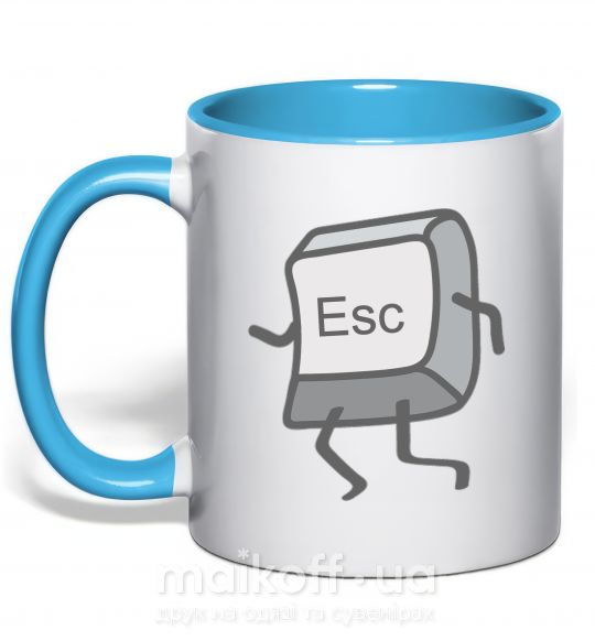 Чашка з кольоровою ручкою Esc Блакитний фото