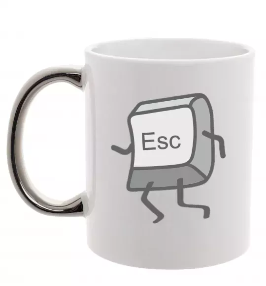 Чашка з кольоровою ручкою Esc Срібло фото