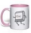 Чашка з кольоровою ручкою Esc Ніжно рожевий фото