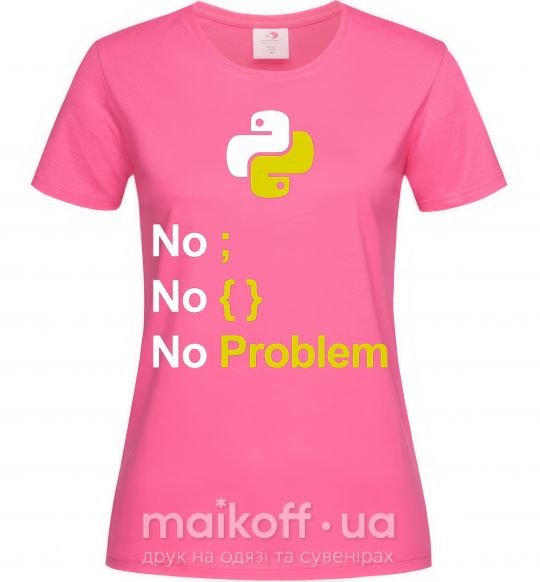 Жіноча футболка No problem Яскраво-рожевий фото