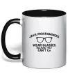 Чашка з кольоровою ручкою Java programmers wear glasses because they can't C Чорний Чашка з кольоровою ручкою Java programmers wear glasses because they can't C Чорний фото