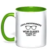 Чашка с цветной ручкой Java programmers wear glasses because they can't C Лаймовый фото
