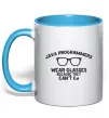 Чашка з кольоровою ручкою Java programmers wear glasses because they can't C Блакитний Чашка з кольоровою ручкою Java programmers wear glasses because they can't C Блакитний фото