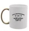Чашка з кольоровою ручкою Java programmers wear glasses because they can't C Золото Чашка з кольоровою ручкою Java programmers wear glasses because they can't C Золото фото