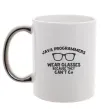 Чашка з кольоровою ручкою Java programmers wear glasses because they can't C Срібло Чашка з кольоровою ручкою Java programmers wear glasses because they can't C Срібло фото