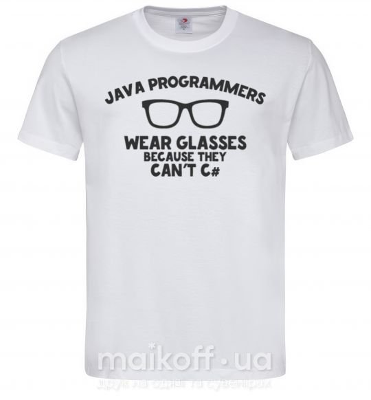 Чоловіча футболка Java programmers wear glasses because they can't C Білий фото