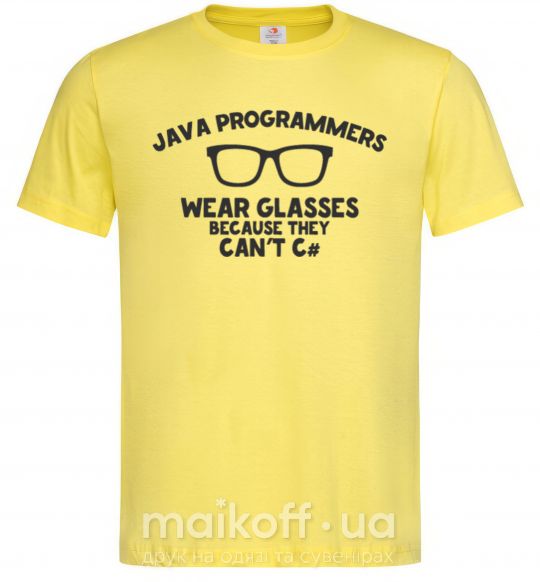 Чоловіча футболка Java programmers wear glasses because they can't C Лимонний фото