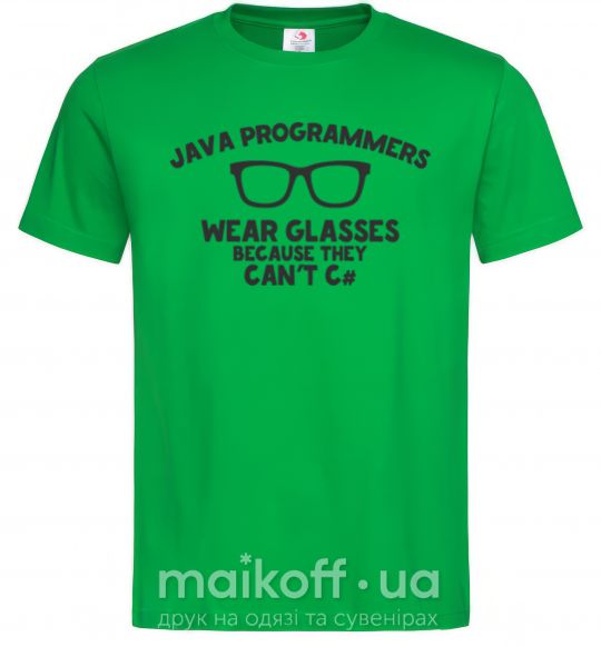 Мужская футболка Java programmers wear glasses because they can't C Зеленый фото
