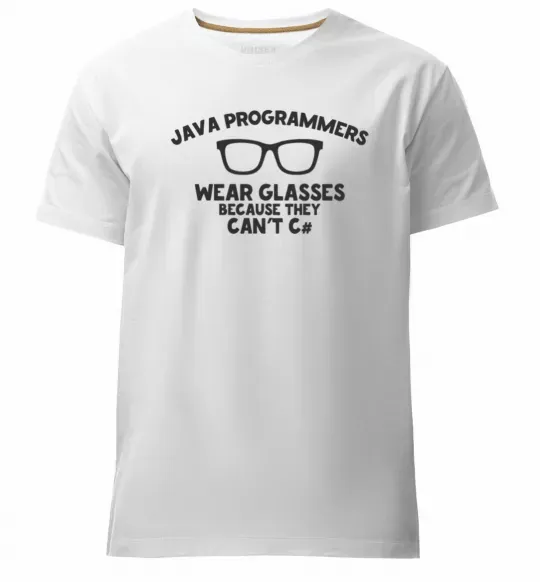 Чоловіча преміум футболка Java programmers wear glasses because they can't C Білий фото