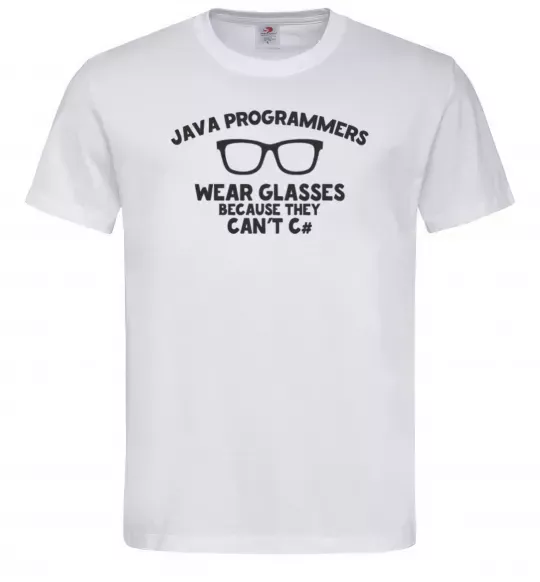 Мужская футболка Java programmers wear glasses because they can't C Белый фото