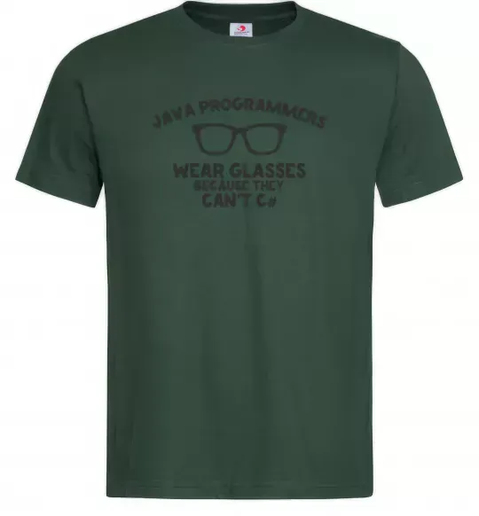 Мужская футболка Java programmers wear glasses because they can't C Темно-зеленый фото