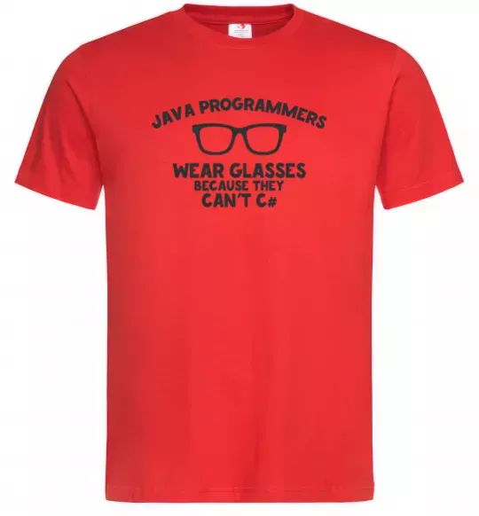 Мужская футболка Java programmers wear glasses because they can't C Красный фото