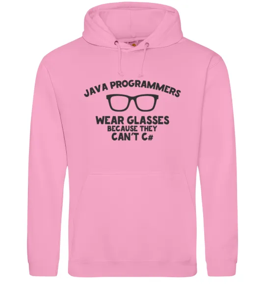 Мужская толстовка (худи) Java programmers wear glasses because they can't C Розовый фото