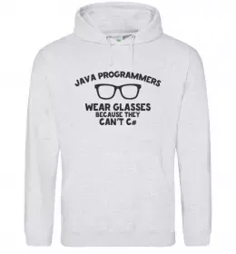 Мужская толстовка (худи) Java programmers wear glasses because they can't C Серый меланж фото