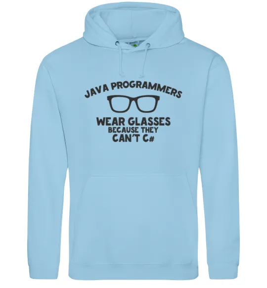 Женская толстовка (худи) Java programmers wear glasses because they can't C Голубой фото