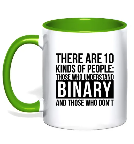 Чашка с цветной ручкой There are 10 kinds of people Лаймовый фото