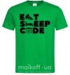 Мужская футболка Eat sleep code Зеленый фото