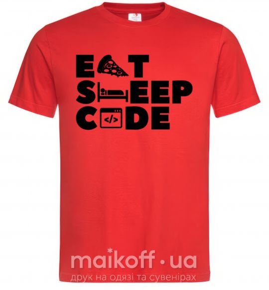 Чоловіча футболка Eat sleep code Червоний фото