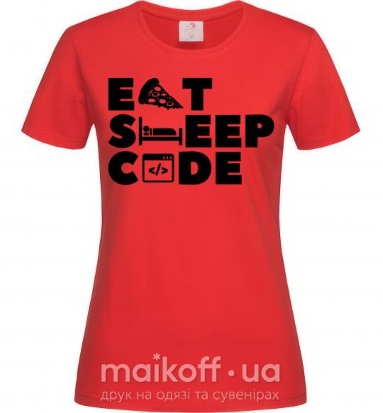 Женская футболка Eat sleep code Красный фото