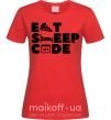 Жіноча футболка Eat sleep code Червоний фото